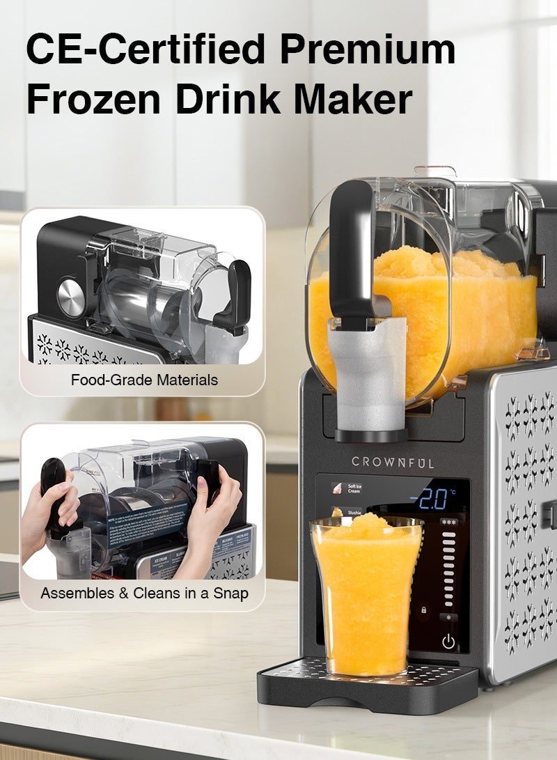 CROWNFUL Slushie Machine, Slushy Maker for Home, 3L Large Capacity Ice-Free Frozen Drink Maker, with Touch Screen, 6 Presets for Soft Ice Cream, Frappe, Milkshake & Frozen Juice, Easy Clean - Image 5